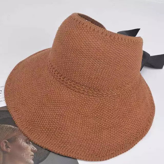 Anti-UV Beach Visor Caps HatsWomen Ladies Summer Wide Brim Foldable Sun Hat