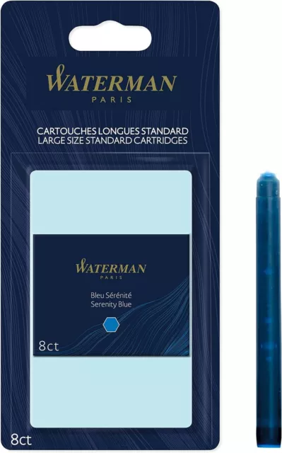 Waterman Füller Tintenpatronen Serenity Blue 8 Stück Extra lang Blister Verpacku
