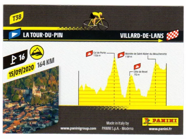 2020 PANINI Tour de France Card #T38 Stage 16 La Tour du Pin - Villars de Lans