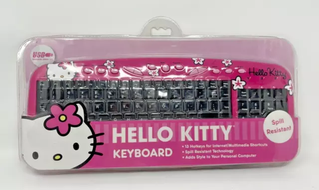 Hello Kitty USB Keyboard Sanrio Sakar Hot Pink Spill Resistant Keys 2012