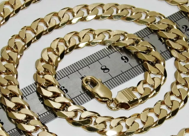 Solid 9Ct Yellow Gold On Silver 20 Inch Heavy Chunky Curb Chain - Men's - 55.6