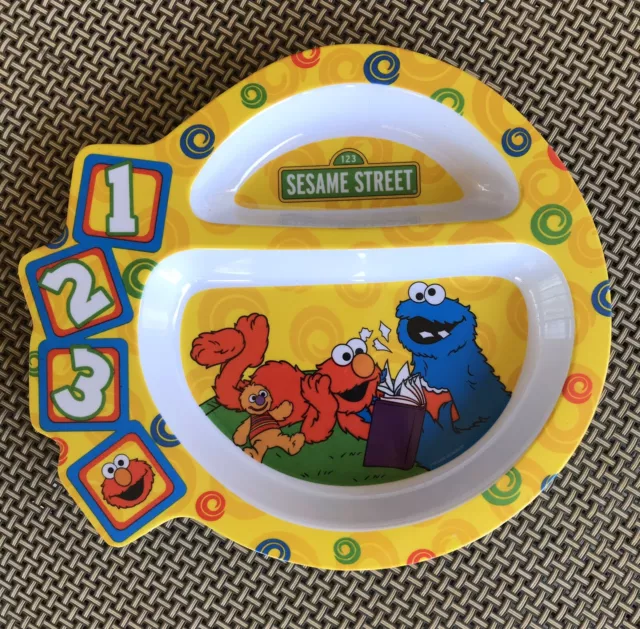 The First Years Sesame Street Divided Plate 2005 123 Plate Elmo Cookie Monster