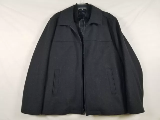 Tommy Hilfiger Black Wool Blend Mens Size XL Long Sleeve Zip Up Coat Charcoal