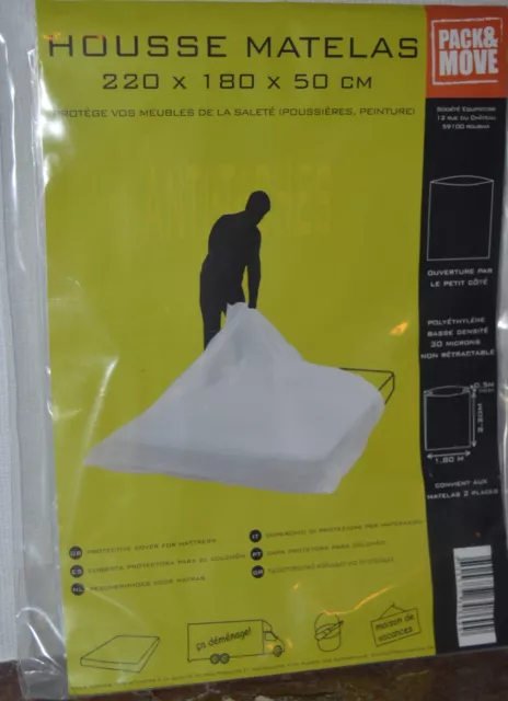 Housse Protection Plastique Déménagement Matelas 160x200 cm - avec
