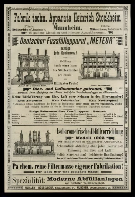 Riesige alte historische Werbung 1904 Fabrik techn. Apparate Heinrich Stockmann