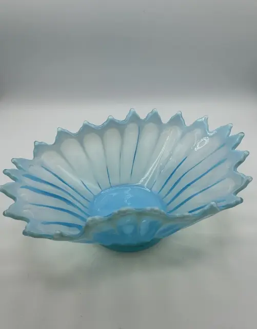Fostoria Heirloom Opalescent Blue Glass Bowl Vintage Centerpiece