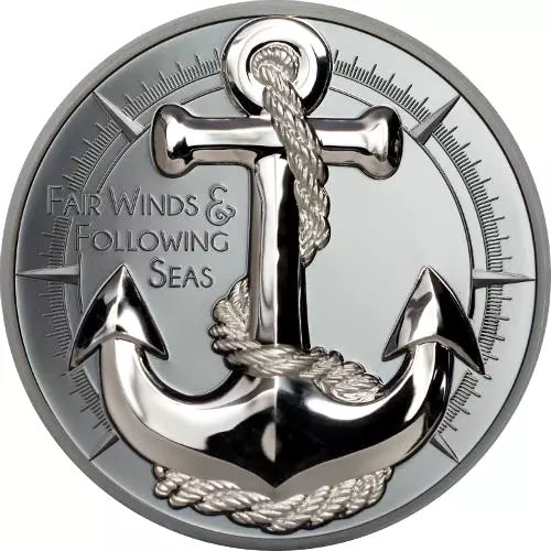 2019 Anchor Fair Winds  2 oz pure silver  High relief coin