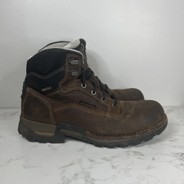 Georgia Boot America Made Stivali Lavoro Uomo Con Zeppa | Impermeabili Garantiti Con Soletta Memory Foam | Antiscivolo Marrone 9