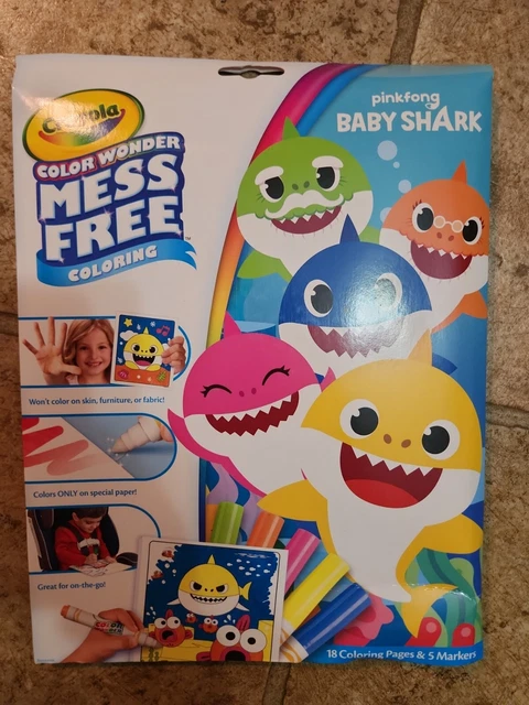 CRAYOLA BABY SHARK Color Wonder Coloring Book Pages & Markers, Gift for