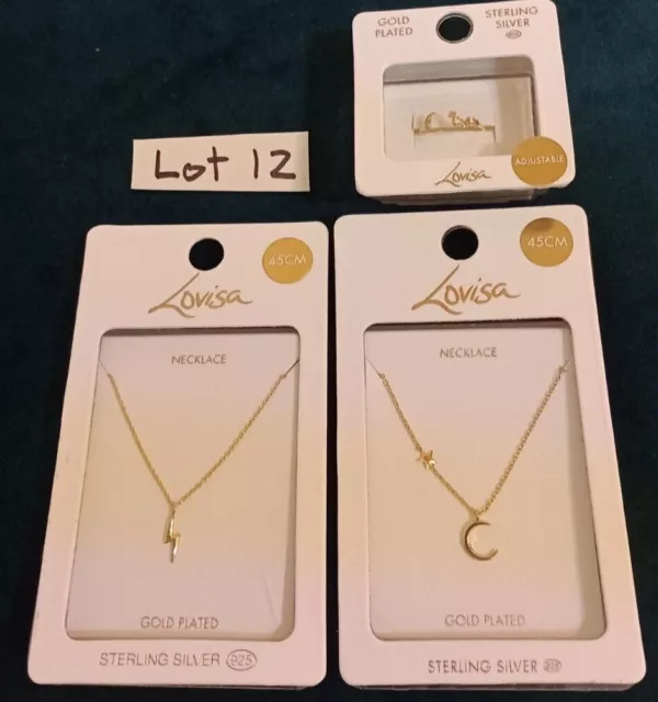 LOVISA GOLD PLATED Sterling Silver Moon&Star Necklace & Ring, Lightning  Necklace £34.99 - PicClick UK