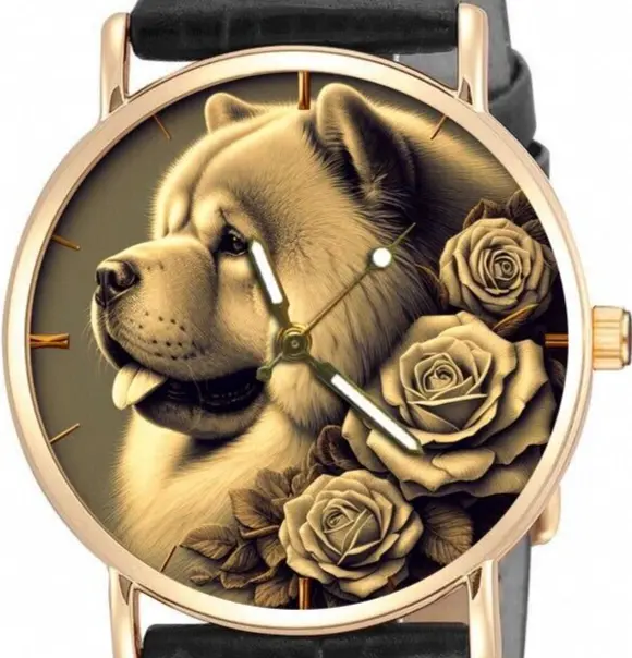 Lindo Reloj Para Mujeres / Niñas De Latón Macizo Con Arte Del Perro Chow...