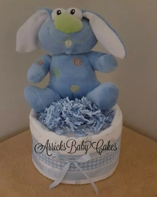 Diaper Cake~Blue Bunny~Baby Shower Gift~Baby Boy~Centerpiece ~Free Shipping 🐰🐰