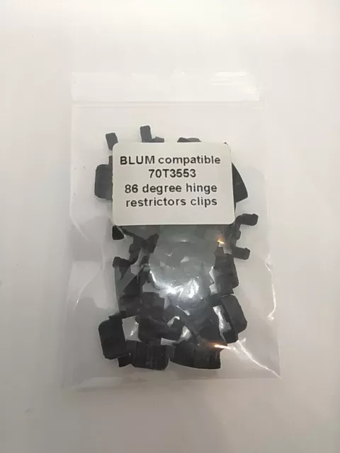 3D Printed BLUM Compatible 70T3553 86 degree hinge restrictors clips - 40 PCS