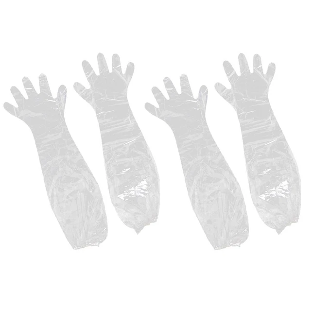 2 paires de gants à long bras jetables en plastique pour