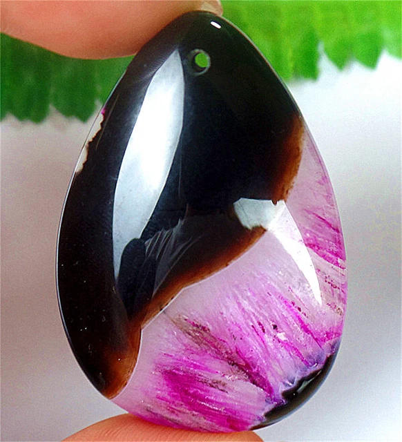49x34x7mm Black and Rose Druzy Geode Agate Teardrop Pendant Bead BQ66391