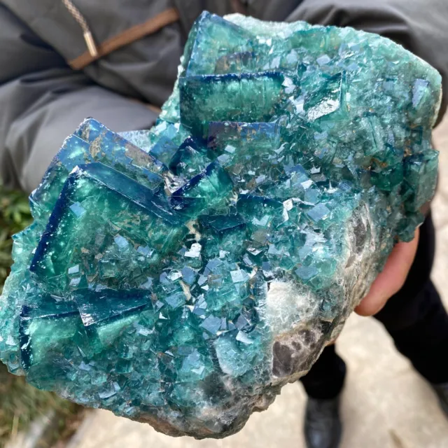 6.24LB natural super beautiful green fluorite crystal ore standard sample