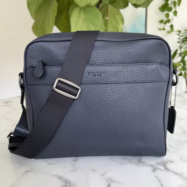 Coach Charles Pebble Leather Camera Crossbody Bag In Midnight Navy F24876