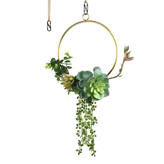 Holiday Wreath Floral Gold Metal Geometric Hoop Accessories The Circle