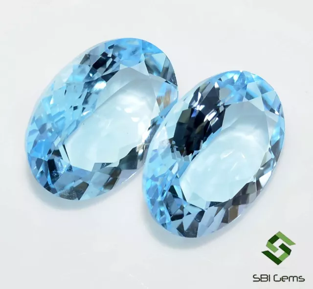 14x10 mm Certified Natural Blue Topaz Oval Cut Pair Sky blue Loose Gemstones