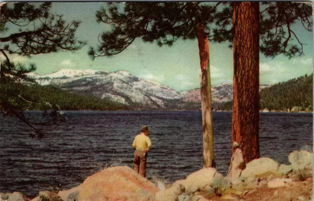 1940 Donner Lake Truckee California Vintage Union Oil Advertising Postcard CA