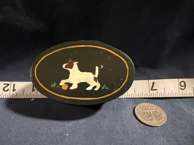 Standing Jack Russell Terrier Vintage Small hand painted Oval Shaker Box