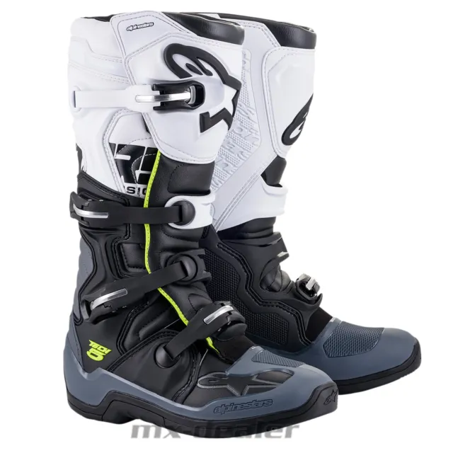 Alpinestars Tech5 Tech 5 MX Botas Gris Negro Blanco Motocross Enduro Quad