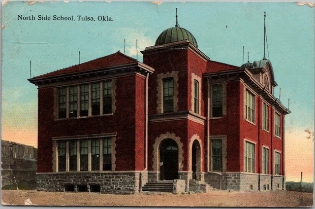 TULSA, Oklahoma Postcard "North Side School" Building View / 1911 OK Cancel