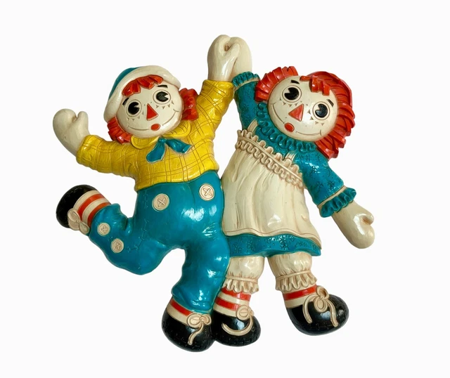 Raggedy Example VINTAGE 1977 RAGGEDY Ann Raggedy Andy Wall Hanging Decor Plastic Bobbs ...