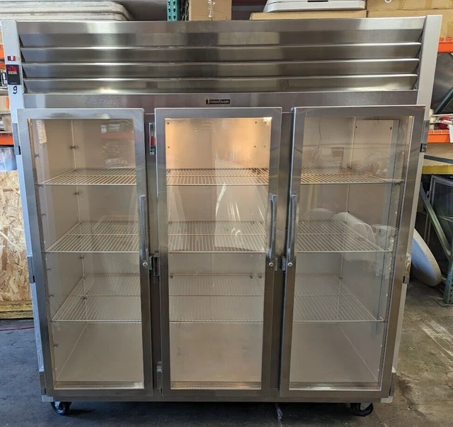 Traulsen G32011 3 Section Glass Door Reach In Refrigerator