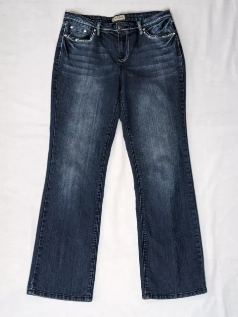 Earl Jean Womans Size 12 Pants  Blue Jeans Cotton Blend Rhinestone Decorations
