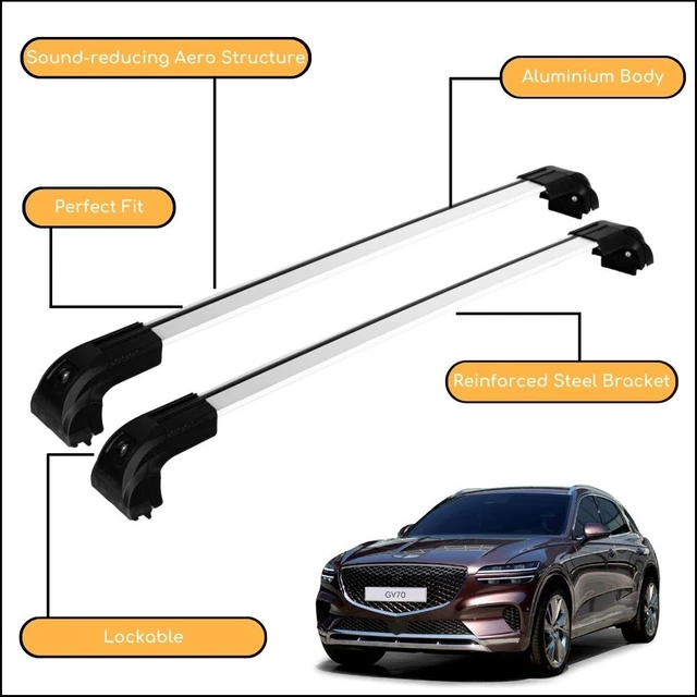 STRONG ROOF RACK Cross Bars for Genesis GV70 20222023 Silver 2 cross