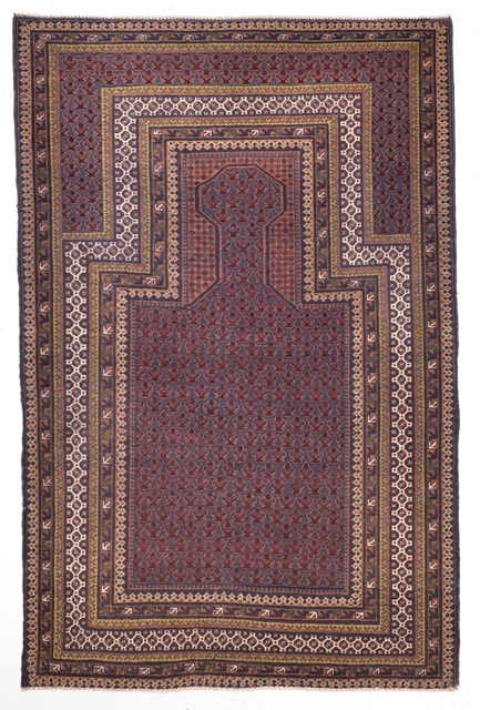 Alfombra Oriental Anudada a Mano Baluchistan Afganistán 145cm x 94cm Um 1960