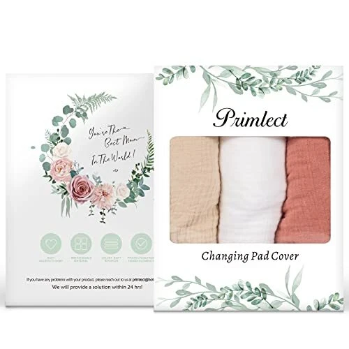 Muslin Changing Pad Cover Unisex Solid Color Muslin Baby Changing Mats for Bo...