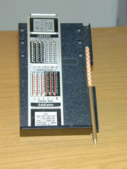 VINTAGE GERMAN FABER-CASTELL 67/54 R ,ADDIATOR MACHINE with SLIDE RULE DARMSTADT