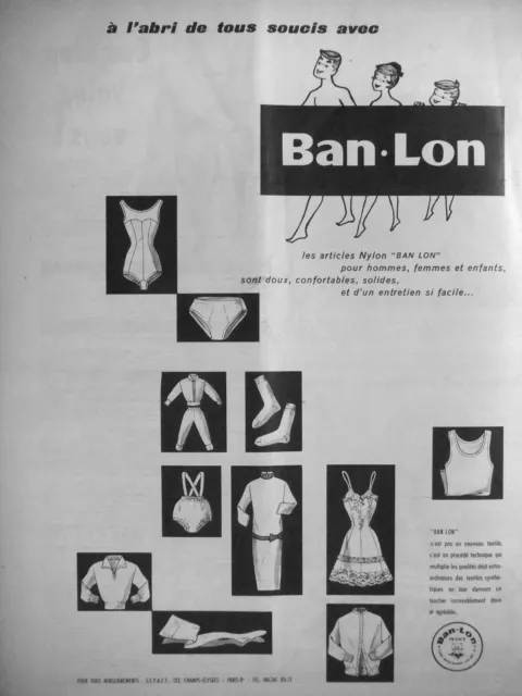 Publicité Sous-Vêtements Ban Lon A L'abri De Tous Soucis Articles Nylon
