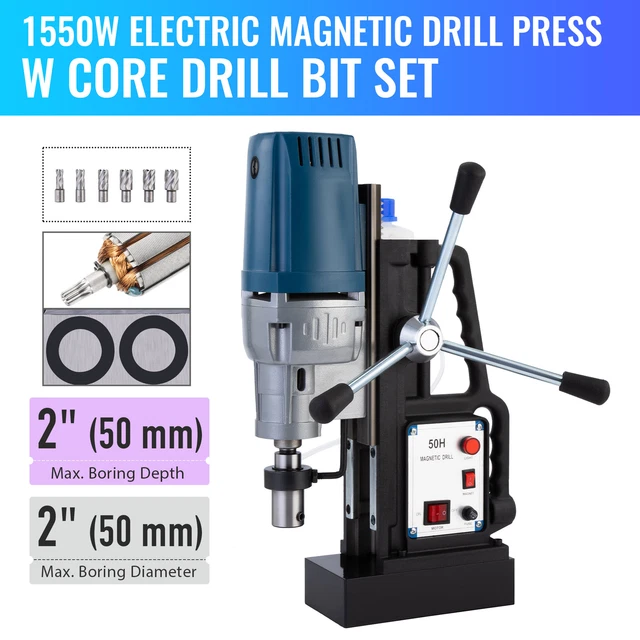 Ultra-Portable and Compact Magnetic Drill 1550W 3500lbf/15500N 6 Bits 500RPM