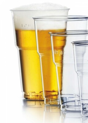 Kpack 300 BICCHIERI IN PLASTICA TRASPARENTE MONOUSO doppia tacca 200CC 250CC con Bordo schiuma per birra e bibite gassate 300 PEZZI 