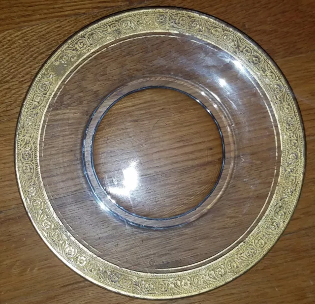 Vtg Tiffin Franciscan "Minton Clear" Gold Band Pattern Glass Salad Plate USA