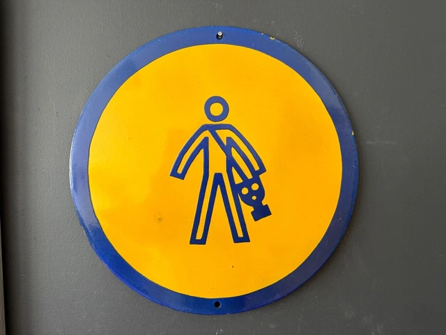 YELLOW WARNING SIGN Vintage European Industrial Enamel Signs Decoration