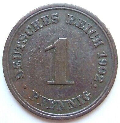 Pièce de Monnaie Reich Allemand Empire 1 Pfennig 1902 E En Very fine