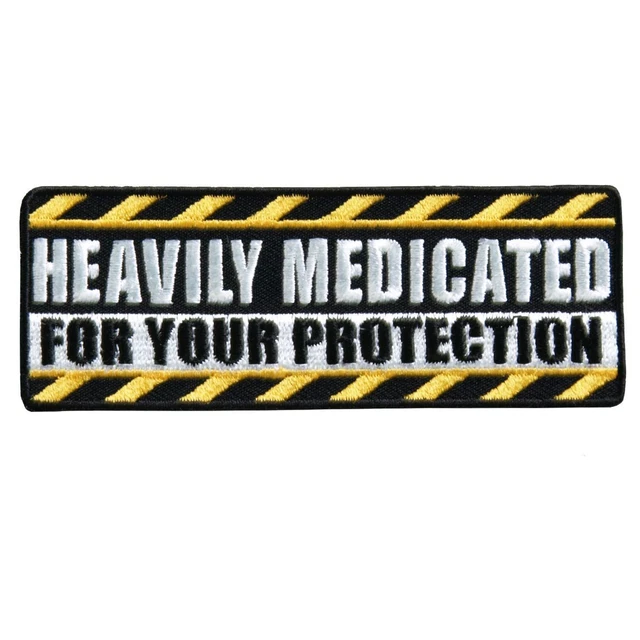 HEAVILY MEDICATED PATCH Embroidered 4.0 inch Iron On Sew On Biker Patch ...