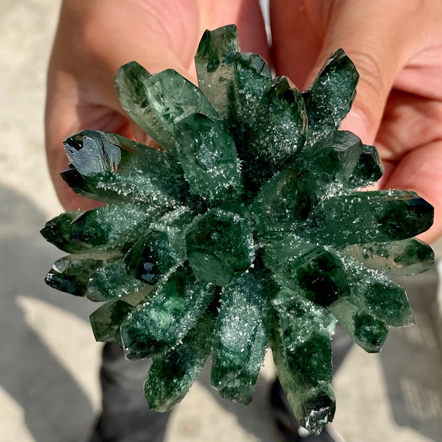 352G New Find Green Phantom Quartz Crystal Cluster Mineral Specimen Healing 6