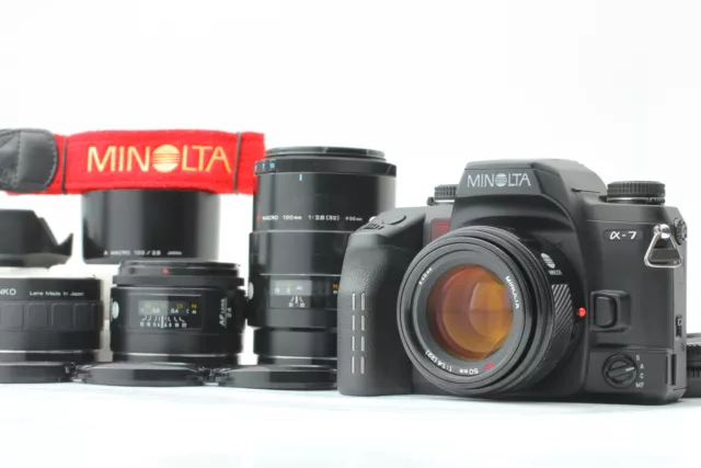 [N MINT] Minolta Dynax Alpha 7 a7 35mm SLR Film Camera 24 50 100mm 3 Lens Japan
