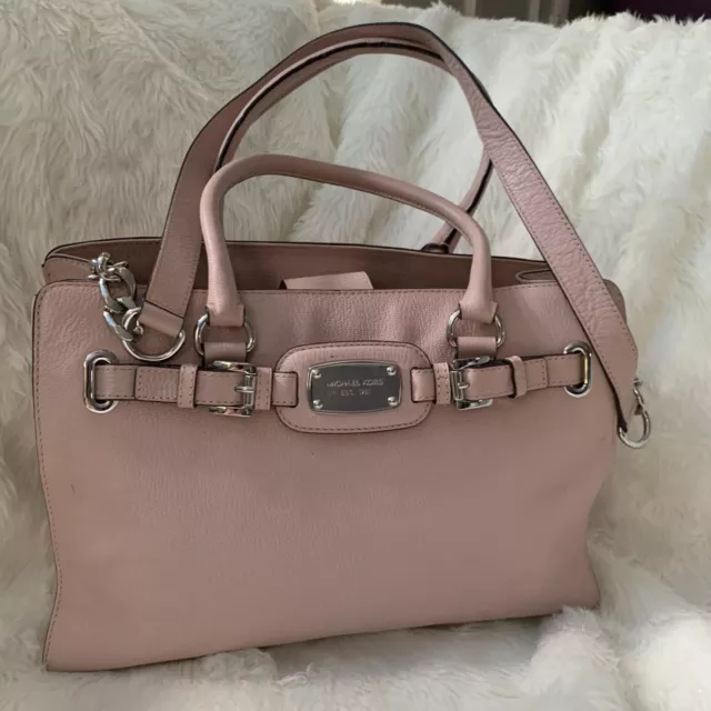 Michael Kors Hamilton Satchel Tote Bag Pink Leather Large Handbag