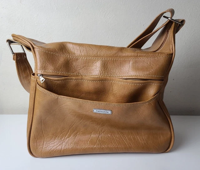 Vintage Samsonite Silhouette Brown Travel Shoulder Bag 4 Pocket 14”x11”x6"