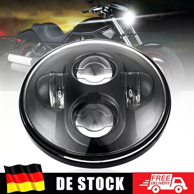 5-3/4" 5.75'' LED Motorrad Haupt Scheinwerfer Projektor Lampe Schwarz Für Harley