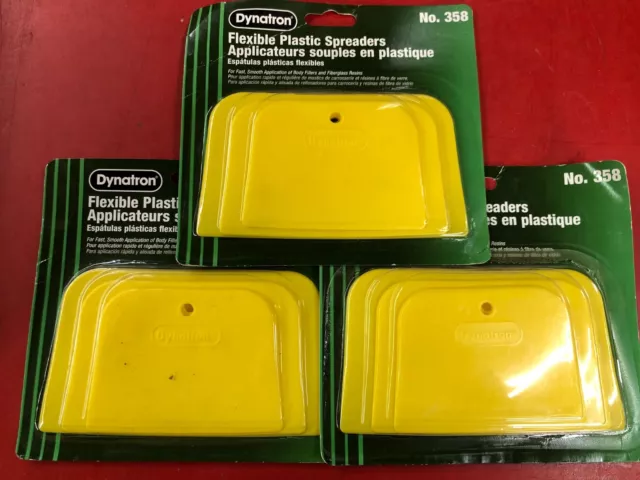 (3) Pack Dnatron Bondo 358 Yellow Spreaders Assorted Sizes 4" , 5" & 6" Wide