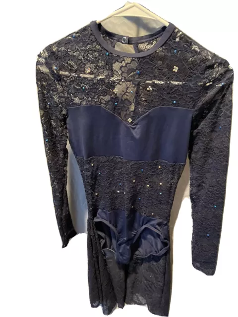 Semi Custom Body Wrappers Navy Lace Dance Costume Small Adult