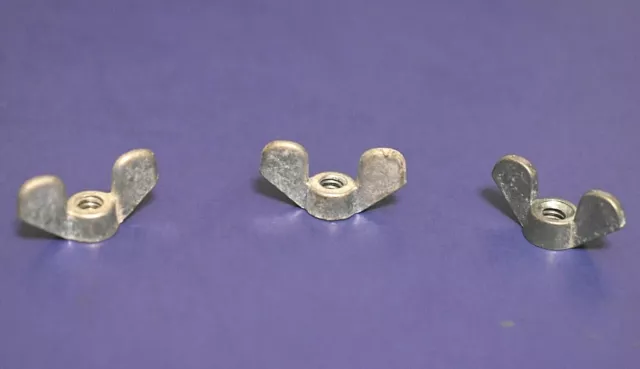 3 Vintage Zinc Die Cast Wing Nuts 10-24 Coarse Thread