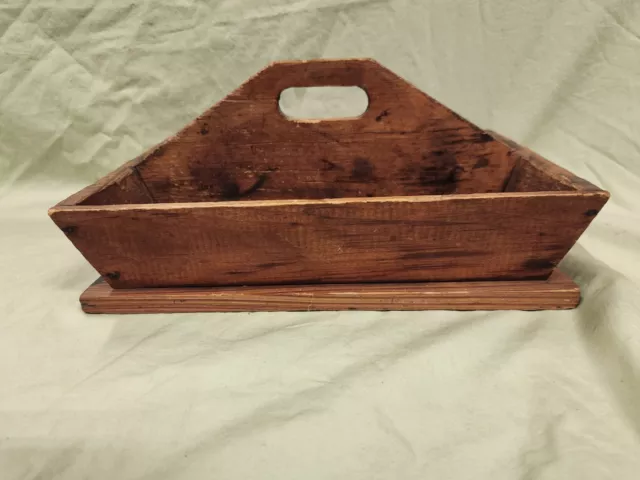 Antique primitive wood flatware utility box with handle